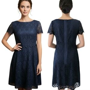 SHANI Fit & Flare Popover Corded Lace Cocktail Dress - Size 12